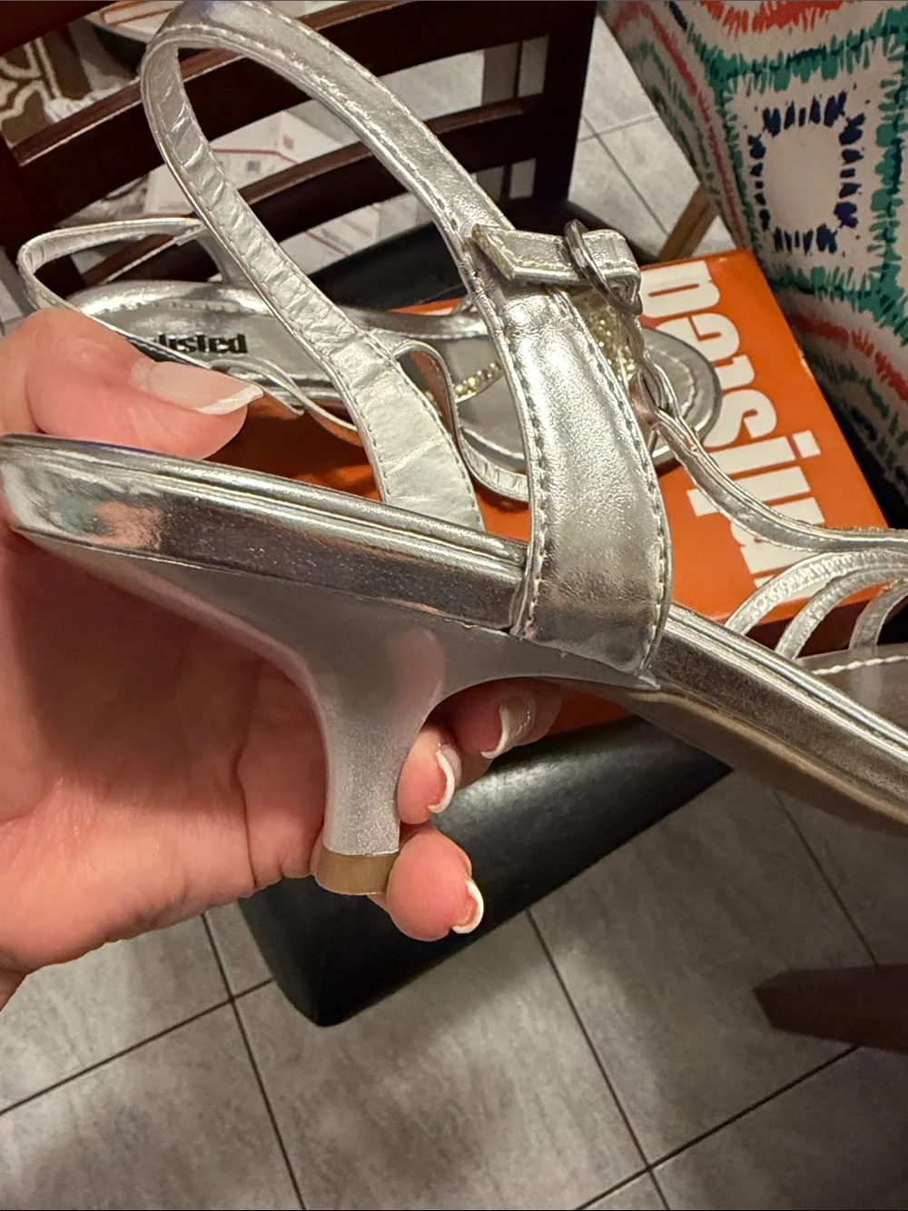Unlisted Silver  Heels with Gold Crystal Straps like new not worn size 10